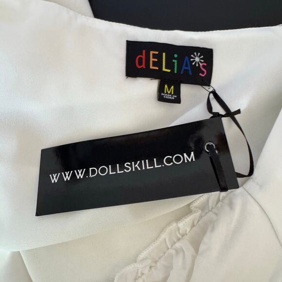 Y2K Delias Dolls Kill Babydoll Mini Dress Womens M White Croquette Milkmaid NWT - Picture 7 of 9